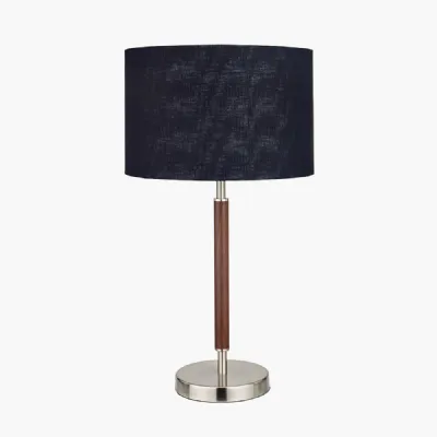 Gianni Brushed Silver and Wood Effect Table Lamp