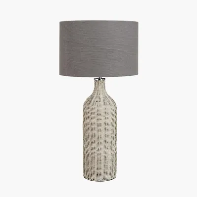 Anika Grey Wash Rattan Bottle Table Lamp