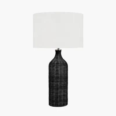 Anika Black Rattan Bottle Table Lamp