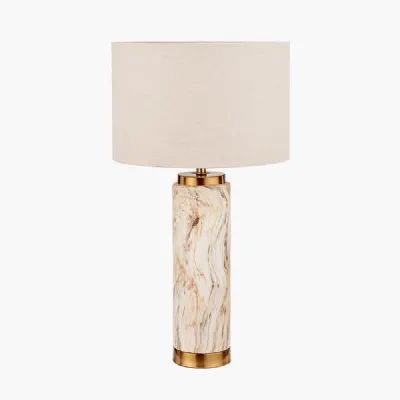Carrara Natural Stone Effect Ceramic Tall Table Lamp