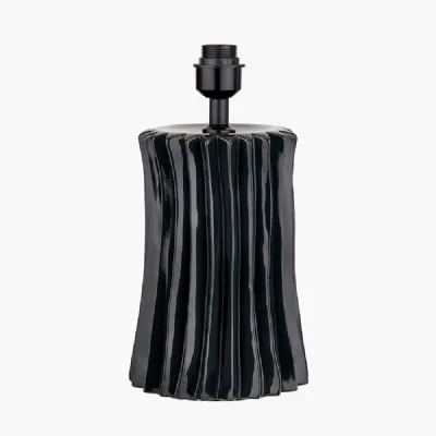 Devony Black Pleated Ceramic Table Lamp Base