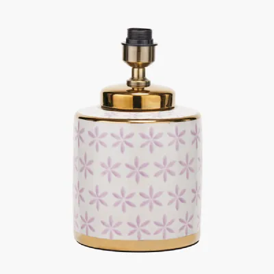 Thea Lillac and Gold Leaf Ceramic Table Lamp Base