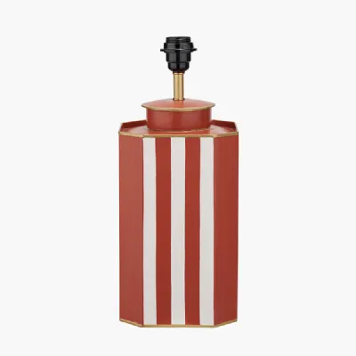 Raya Cinnamon and White Hand Painted Metal Table Lamp Base