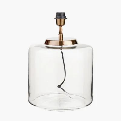 Josie Clear Glass and Antique Brass Metal Large Table Lamp Base
