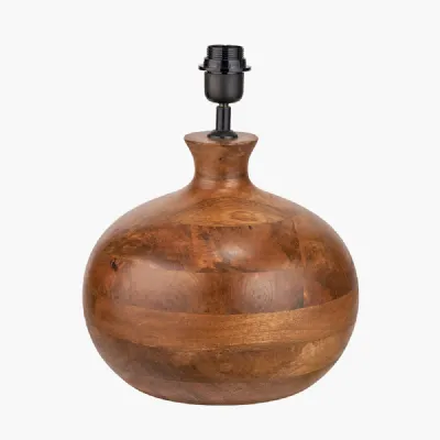 Kiah Brown Oiled Finish Mango Wood Round Table Lamp Base