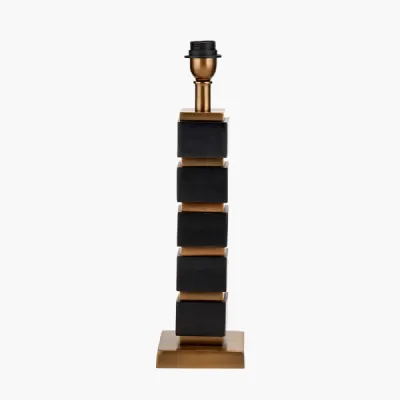 Maximo Matt Black and Antique Brass Cube Design Table Lamp Base