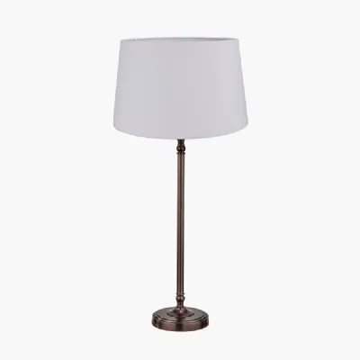 Piero Antique Bronze Metal Candlestick Table Lamp Base with Winston 35cm White Handloom Tapered Lampshade