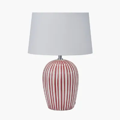 Cannes Mulberry and White Stripe Ceramic Table Lamp
