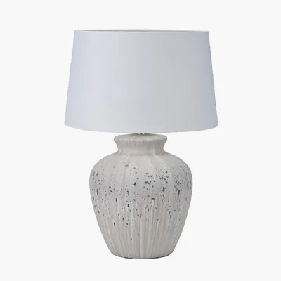 Kalli White and Grey Flecked Ceramic Table Lamp