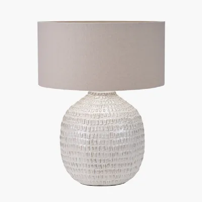 Signe Warm White Linear Textured Ceramic Table Lamp