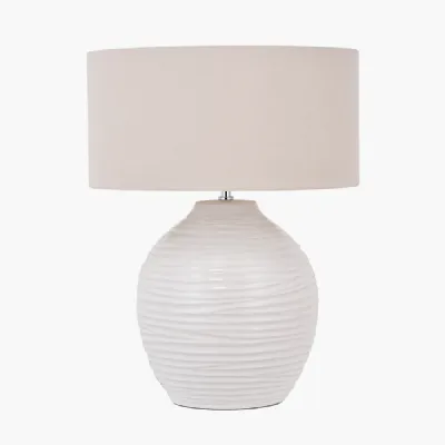 Linnea White Grooved Ceramic Table Lamp