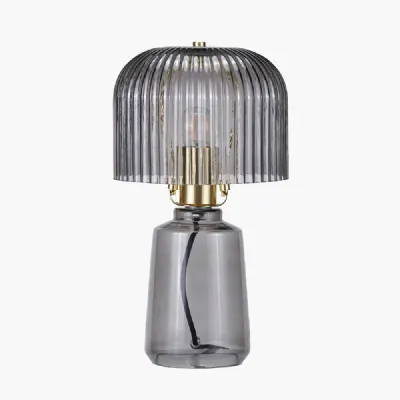 Zandra Grey Ribbed Glass Table Lamp