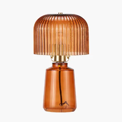 Zandra Orange Ribbed Glass Table Lamp