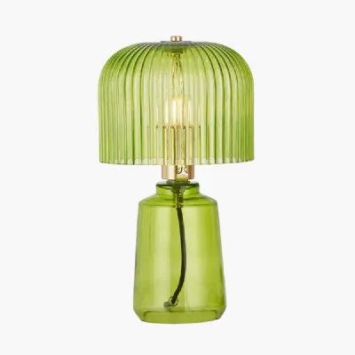 Zandra Spring Green Ribbed Glass Table Lamp