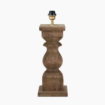Kavya Antique Brown Turned Wood Table Lamp Base