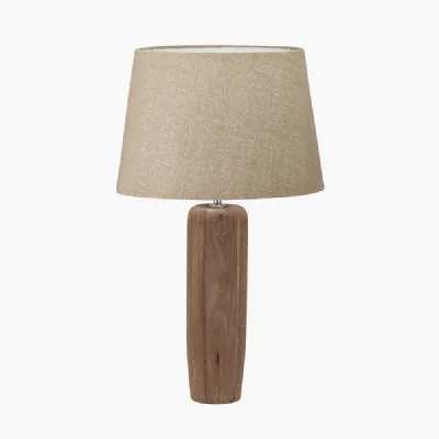 Inaya Natural Tapered Large Wood Table Lamp Base with Milos 40cm Natural Linen Tapered Lampshade