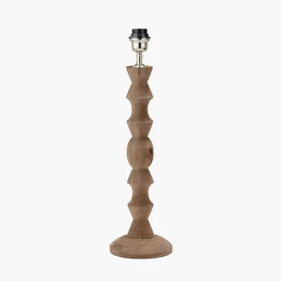 Ayra Natural Modernist Large Turned Wood Table Lamp Base
