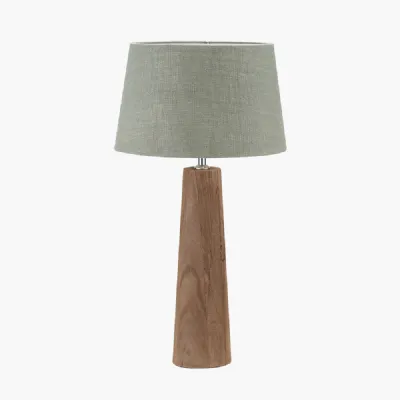 Esha Natural Conical Wood Table Lamp Base with Milos 35cm Pistachio Green Linen Tapered Lampshade