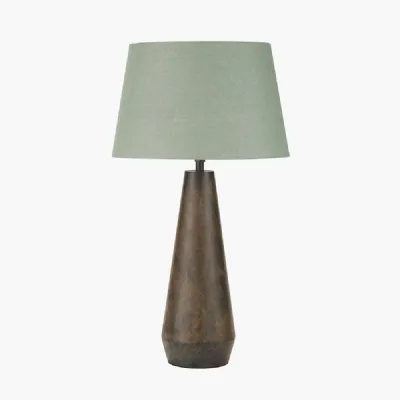 Arbor Verdi Gris Metal Conical Table Lamp Base with Milos 40cm Pistachio Green Linen Tapered Lampshade