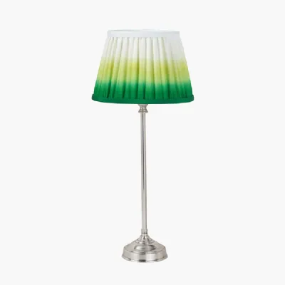 Auden Silver Metal Stick Table Lamp Base with Savoie 10" Pleated Shade Emerald