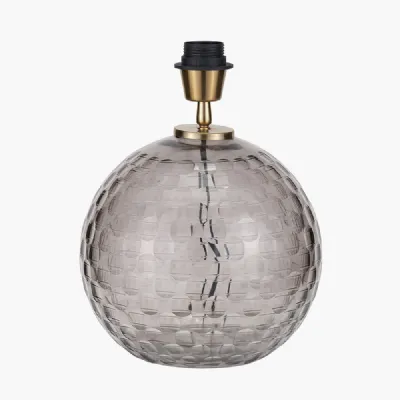 Camille Smoke Grey Circle Design Handcut Glass Table Lamp Base
