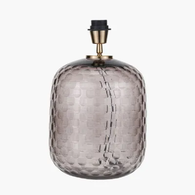 Camille Large Smoke Grey Circle Design Handcut Glass Table Lamp Base