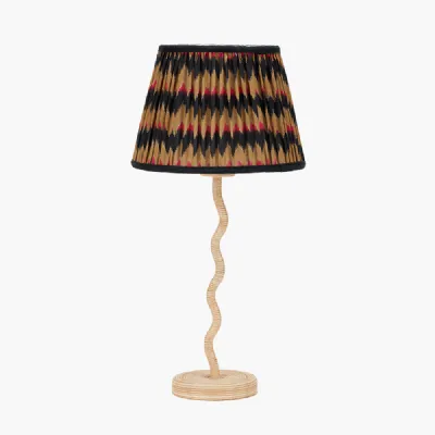 Palau Rattan Wave Table Lamp Base with Athira 25cm Multi Chevron Design Mushroom Pleat Tapered Lamp Shade