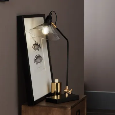 Black Metal and Glass Cone Adjustable Task Table Lamp