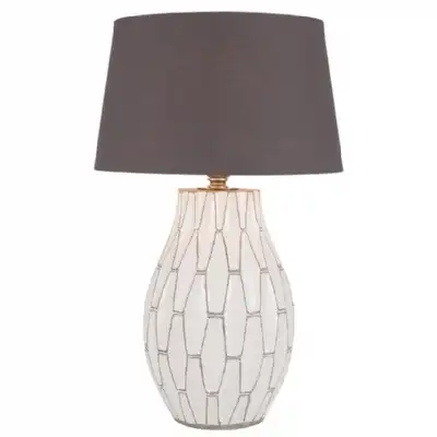Matt Grey Stoneware Geometric Pattern Table Lamp