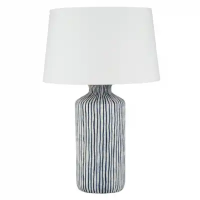 Blue and White Stripe Stoneware Table Lamp