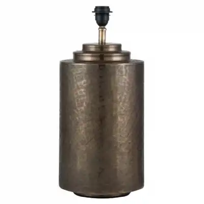 Large Antique Brass Metal Hammered Pot Table Lamp Base