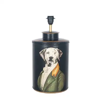 Antique Black Painted Metal Dog Table Lamp Base