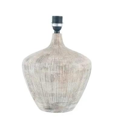 White Wash Textured Wood Table Lamp