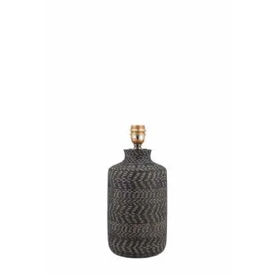 Textured Black Stoneware Table Lamp