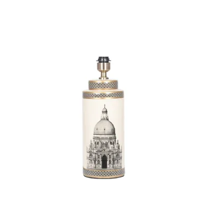 Black and Cream Architectural Print Ceramic Table Lamp Base