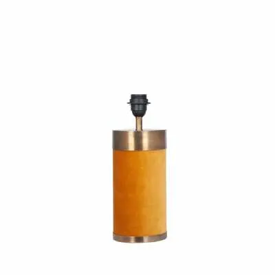 Mustard Velvet and Antique Gold Metal Table Lamp