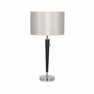 Brushed Silver and Matt Black Metal Table Lamp
