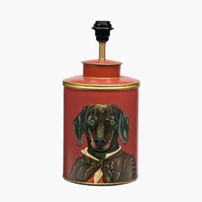 Dachshund Red Hand Painted Metal Table Lamp Base Only