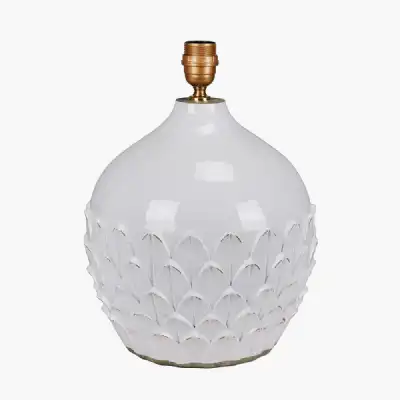 White Curved Terracotta Pot Table Desk Lamp Base