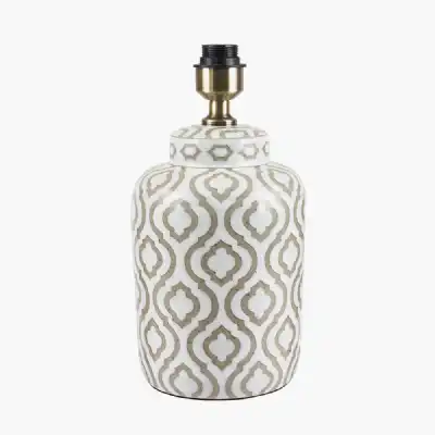 Taupe and White Pattern Ceramic Table Lamp