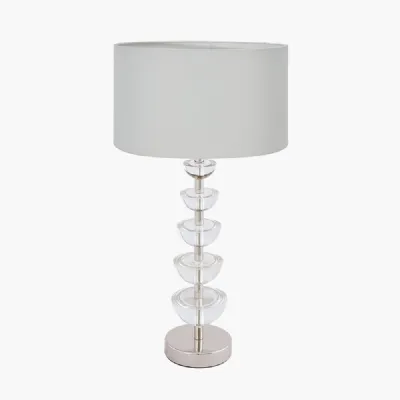 Rosa Glass and Silver Table Lamp Base with Harry 30cm Ivory Cotton Mix Cylinder Lampshade