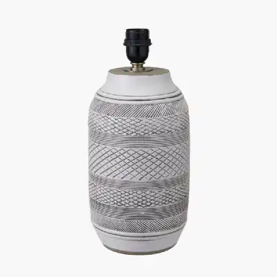 White and Black Textured Stoneware Table Lamp