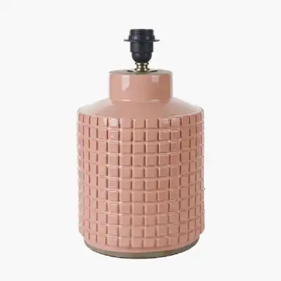 Peach Stoneware Textured Geo Squares Table Lamp Base
