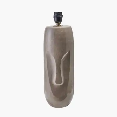 Grey Face Design Tall Stoneware Table Lamp
