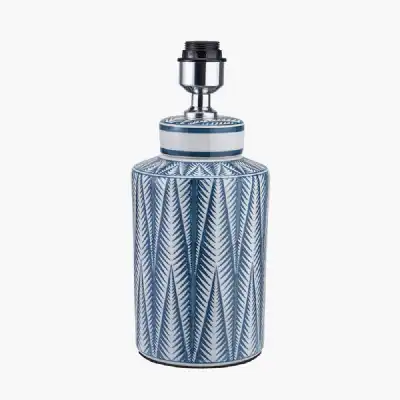 Blue and White Aztec Pattern Ceramic Table Lamp