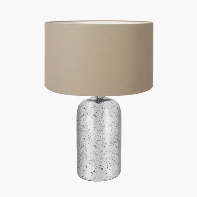 Ophelia Mercurial Glass Table Lamp Base with Henry 40cm Taupe Handloom Cylinder Lampshade