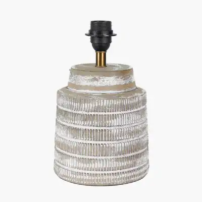 White Wash Wood Textured Short Table Lamp