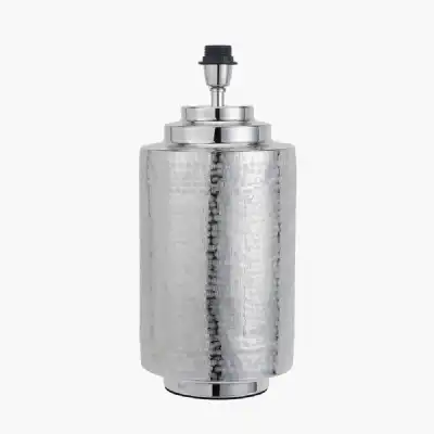 Shiny Silver Metal Hammered Pot Table Lamp Base