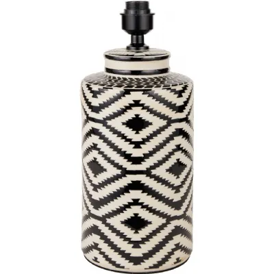 Chirala Black and White Tall Ikat Ceramic Table Lamp