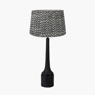 Marin Black Wood Tall Neck Table Lamp Base with Vienna 40cm Black Chevron Mushroom Pleat Lampshade